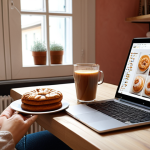 **Prompt:** A person comfortably learning on a laptop at home, surrounded by cozy Swedish interior design. Focus on the feeling of empowerment and self-directed learning. Include subtle elements of "fika" in the scene (coffee, pastry).